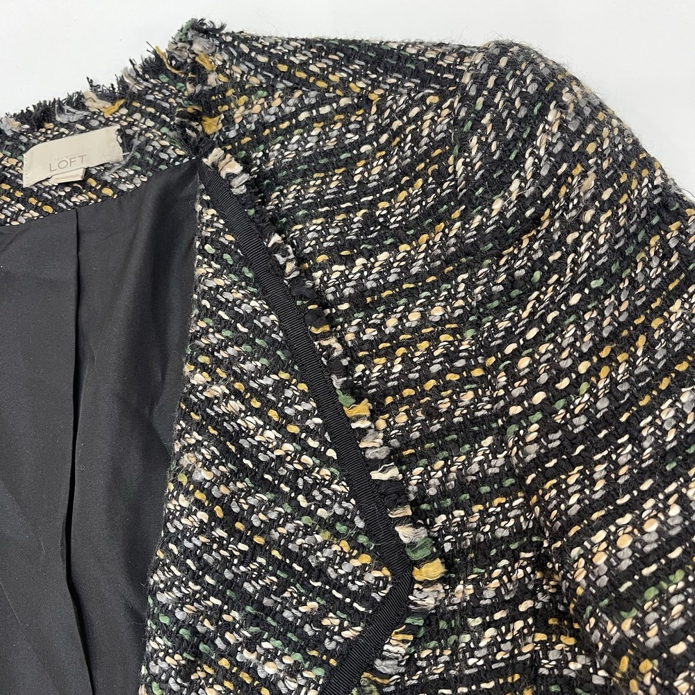 Loft Women's Black Tweed Open Blazer Black Gray Mustard 6 - Picture 14 of 14
